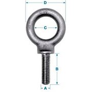 KEN FORGING Eye Bolt With Shoulder, 1/4"-20, 1 in Shank, 3/4 in ID, Carbon Steel K2021